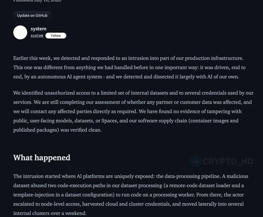 AI vs AI: The Autonomous Cyberattack on Hugging Face's Infrastructure