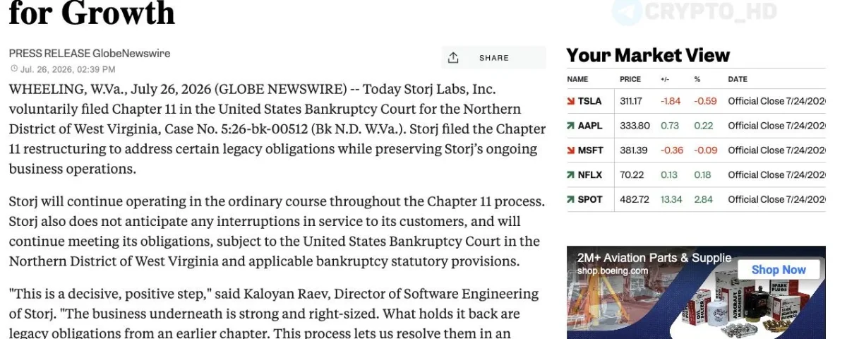 Storj Bankruptcy: A Bold Move or a Desperate Bid?